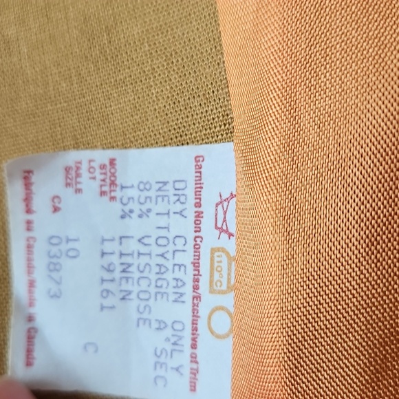 2/$20 Baremar - Vintage Mustard Short Sleeve Blazer Linen Blend - Size 10 - Picture 4 of 5